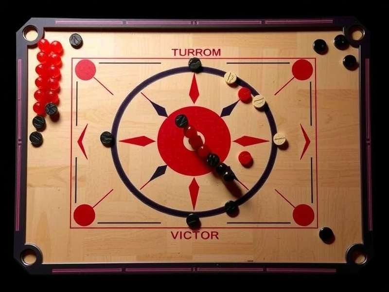 Carrom Turbo Victor board showing a strategic shot setup